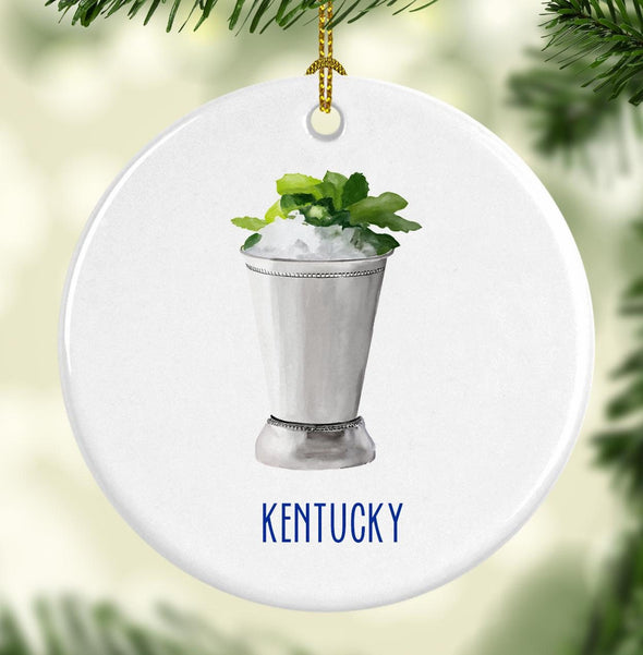 Kentucky Mint Julep Round Porcelain Ornament