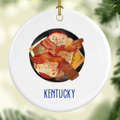 Kentucky Hot Brown Round Porcelain Ornament