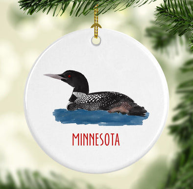 Minnesota Loon Round Porcelain Ornament