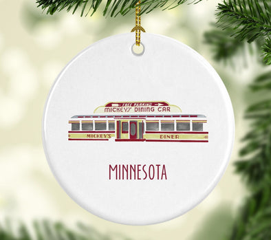 Mickey's Dining Car Minnesota Round Porcelain Ornament