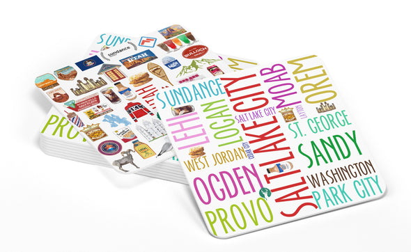 Iconic Utah Watercolor Paper Coasters - Set of 10