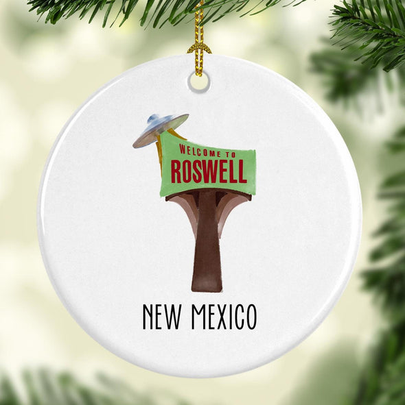 Roswell, New Mexico Round Porcelain Ornament