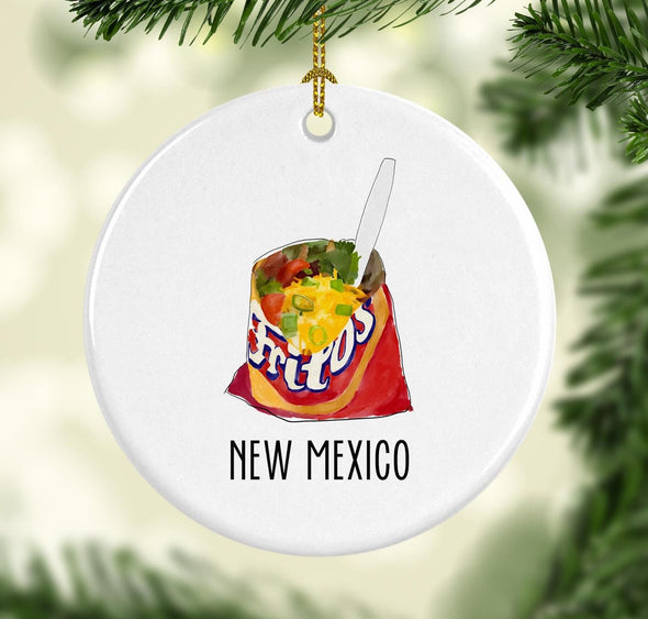 New Mexico Frito Pie Round Porcelain Ornament