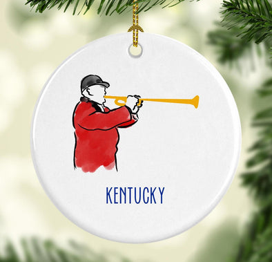 Kentucky Derby Call to Post Round Porcelain Ornament