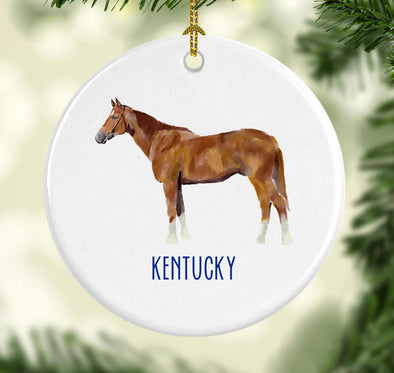 Kentucky Horse Round Porcelain Ornament
