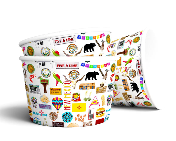 8 oz Iconic New Mexico Ice Cream, Soup, Favor Cup - Set of 12