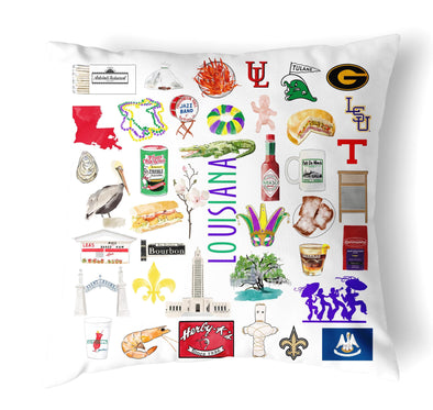 Reversible 18" Iconic Louisiana Throw Pillow