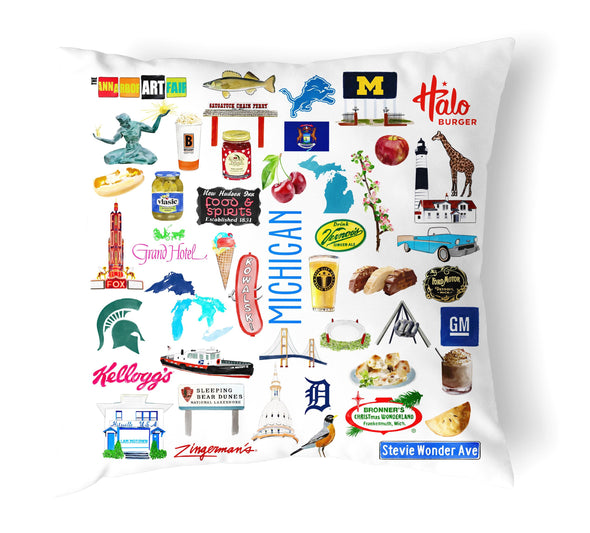 Reversible 18" Iconic Michigan Throw Pillow