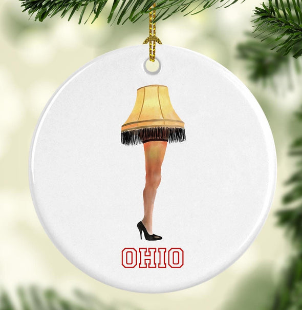 Iconic Leg Lamp Round Porcelain Ornament