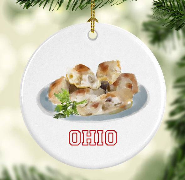 Ohio Pierogies Round Porcelain Ornament