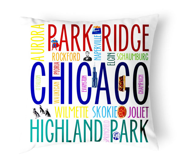 Reversible 18" Iconic Illinois Throw Pillow
