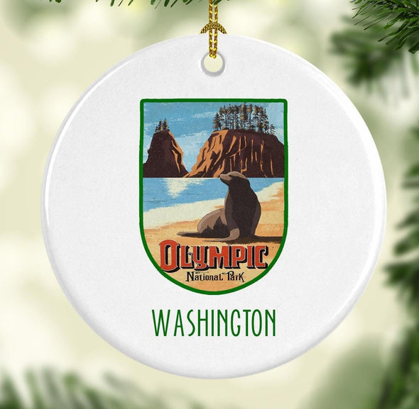 Washington State Olympic National Park Round Porcelain Ornament