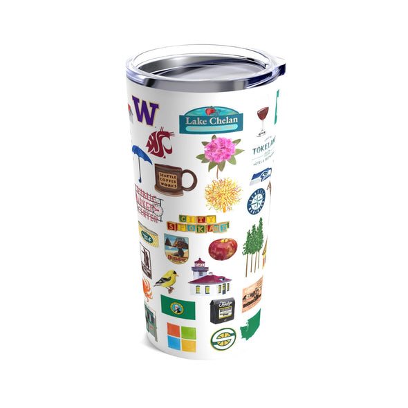 Iconic Washington State Watercolor 20 ounce Stainless Steel Hot/Cold Cup