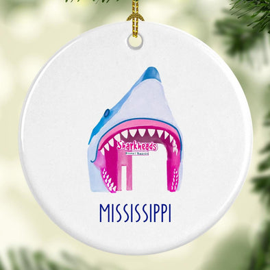 Biloxi Mississippi Sharkheads Round Porcelain Ornament