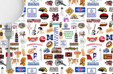 Iconic Mississippi Watercolor Disposable Placemats - tear-away pad of 24