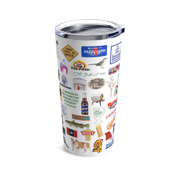 Iconic Mississippi Watercolor 20 ounce Stainless Steel Hot/Cold Cup