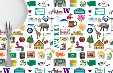 Iconic Washington State Watercolor Disposable Placemats - tear-away pad of 24
