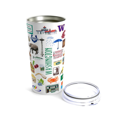 Iconic Washington State Watercolor 20 ounce Stainless Steel Hot/Cold Cup