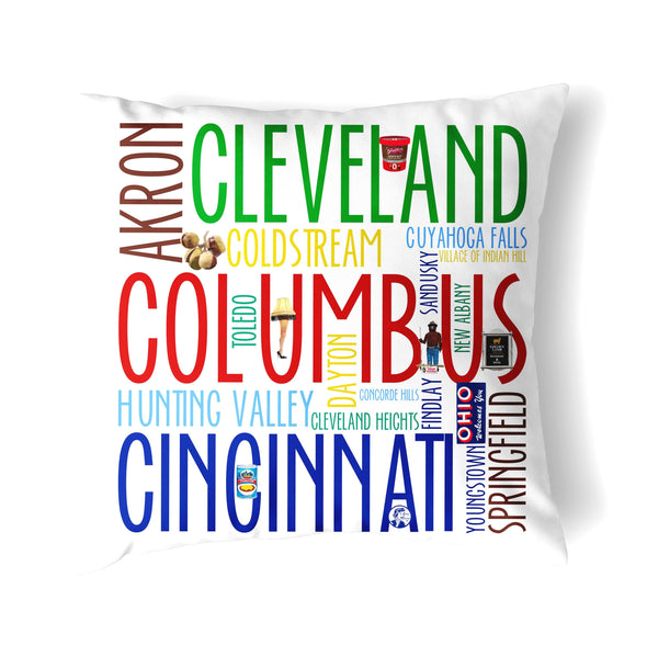 Reversible 18" Iconic Ohio Throw Pillow