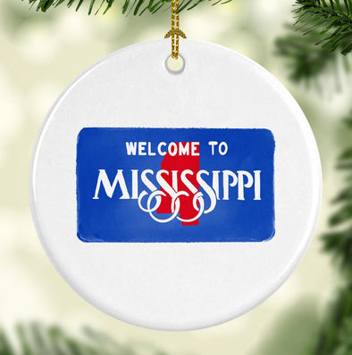 Welcome to Mississippi Round Porcelain Ornament