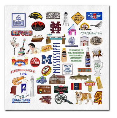 Iconic Mississippi State Watercolor  Napkins