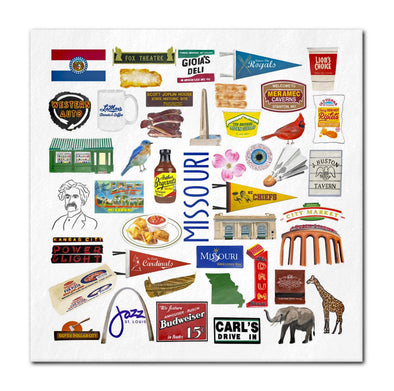 Iconic Missouri State Watercolor Napkins - 2 sizes