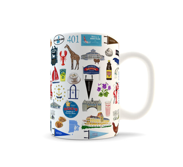 Iconic Rhode Island Watercolor Ceramic Mug