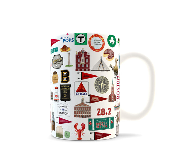 Iconic Boston, Massachusetts Watercolor Ceramic Mug