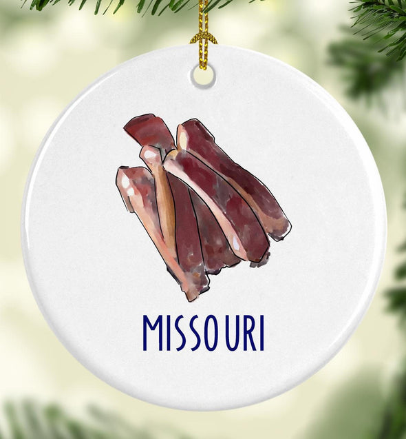 Missouri Ribs Round Porcelain Ornament