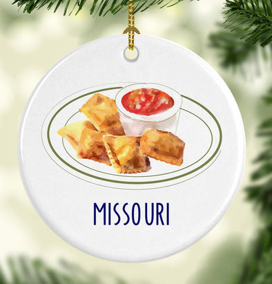 Missouri Toasted Ravioli Round Porcelain Ornament