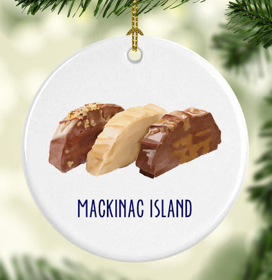 Mackinac Island Fudge Round Porcelain Ornament