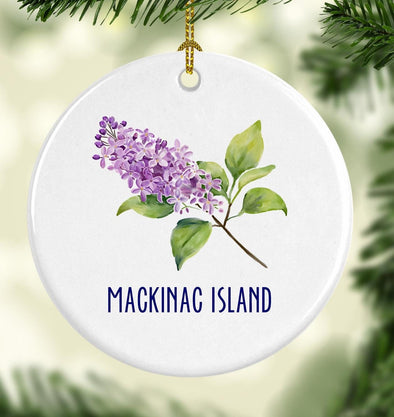 Mackinac Island Lilac Round Porcelain Ornament