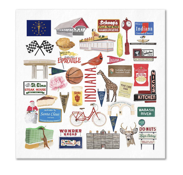 Iconic Indiana Watercolor Napkins - 2 sizes