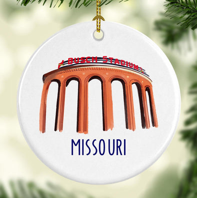 Missouri Busch Stadium Round Porcelain Ornament