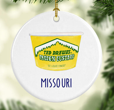 Ted Lewe's Missouri Round Porcelain Ornament