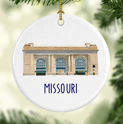 Missouri Union Station Round Porcelain Ornament