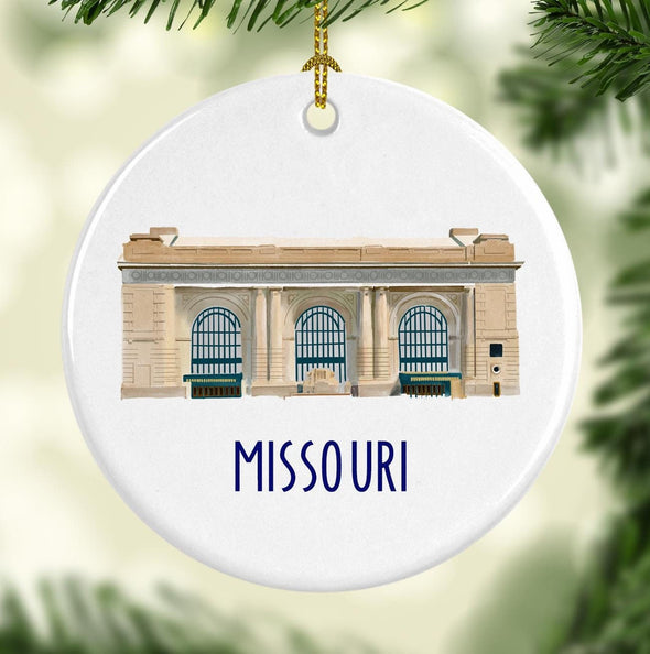 Missouri Union Station Round Porcelain Ornament