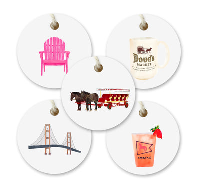 Iconic Mackinac Island Watercolor Gift Tags - Set of 10