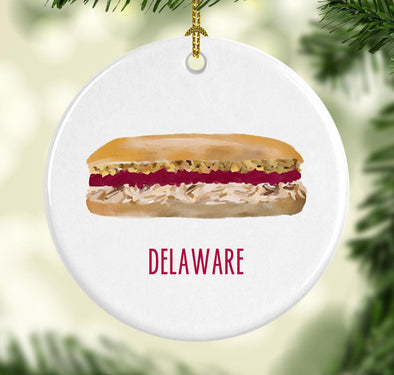 Delaware Bobbie Sandwich Round Porcelain Ornament