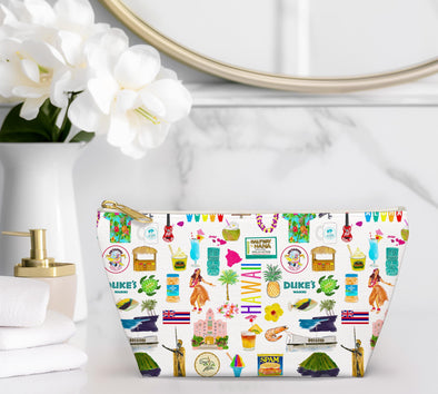 Large Hawaii Watercolor Illustration Accessory Pouch
