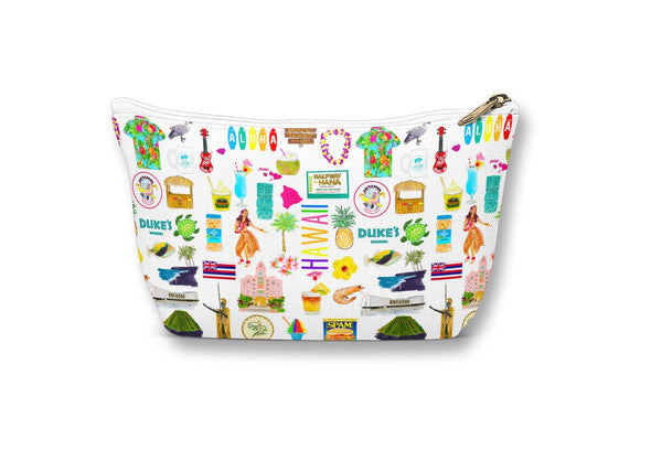 Large Hawaii Watercolor Illustration Accessory Pouch