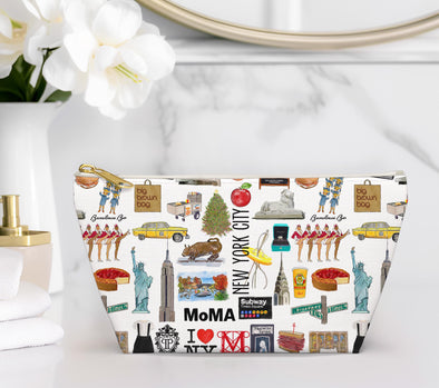 Large New York City Watercolor Illustration Accessory Pouch