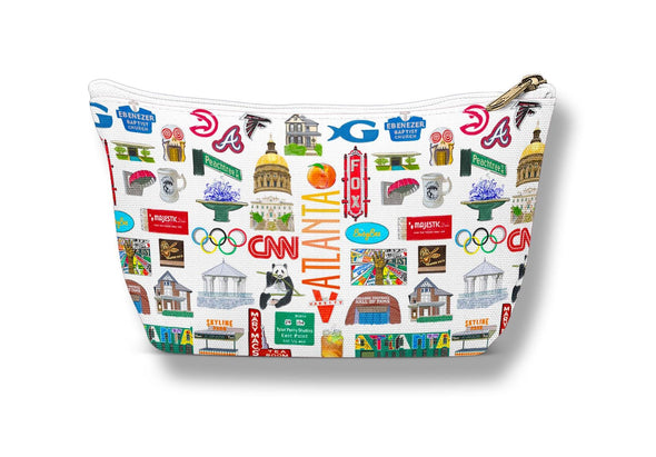 Large Atlanta, Georgia Watercolor Illustration Accessory Pouch