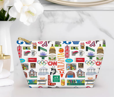 Large Atlanta, Georgia Watercolor Illustration Accessory Pouch