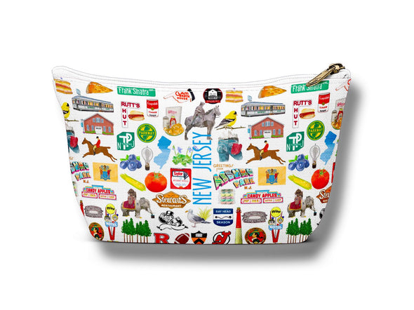 Large New Jersey Watercolor Illustration Accessory Pouch