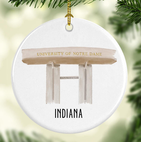 Notre Dame Stadium Round Porcelain Ornament