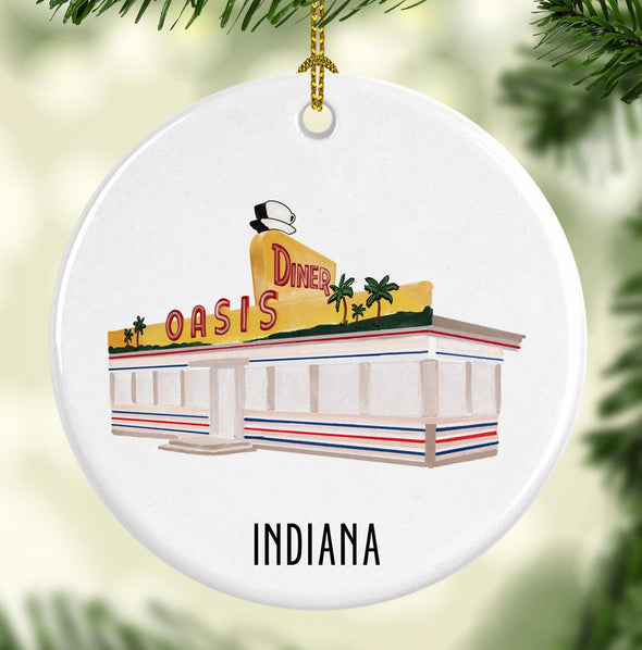 Oasis Diner Indiana Round Porcelain Ornament