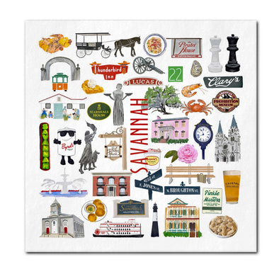 Iconic Savannah, Georgia Watercolor Napkins - 2 sizes
