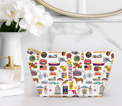 Large Maryland Watercolor Illustration Accessory Pouch