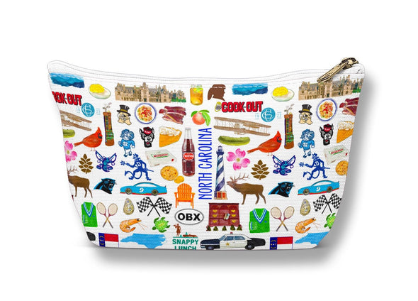 Large North Carolina Watercolor Illustration Accessory Pouch